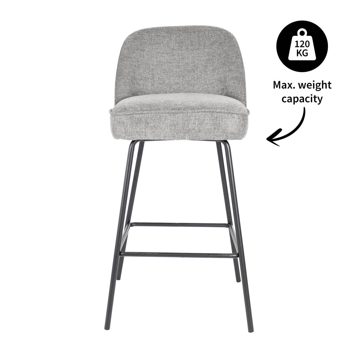Barstuhl – Texture Stoff, Metall Gestell, Dunkelgraue Farbe - Lucy | Kick Collection