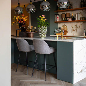 Barstuhl – Texture Stoff, Metall Gestell, Taupe Farbe - Lucy | Kick Collection