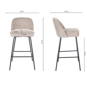 Barstuhl – Texture Stoff, Metall Gestell, Taupe Farbe - Lucy | Kick Collection