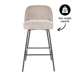 Barstuhl – Texture Stoff, Metall Gestell, Taupe Farbe - Lucy | Kick Collection