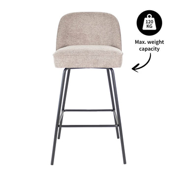 Barstuhl – Texture Stoff, Metall Gestell, Taupe Farbe - Lucy | Kick Collection
