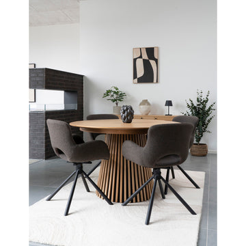 Esszimmerstuhl – Braun, 360° drehbar, Bouclé-Bezug, 82,5 cm hoch - Amorim | House Nordic