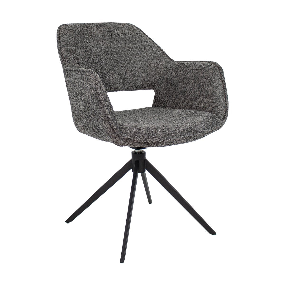Drehstuhl – Bouclé Stoff, Metallgestell, Dunkelgraue Farbe - Owen | Kick Collection