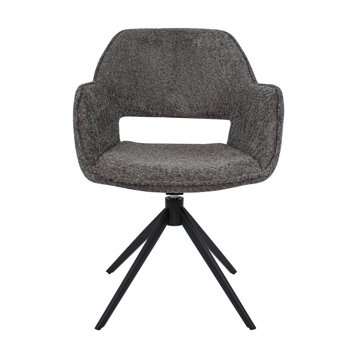Drehstuhl – Bouclé Stoff, Metallgestell, Dunkelgraue Farbe - Owen | Kick Collection