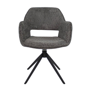 Drehstuhl – Bouclé Stoff, Metallgestell, Dunkelgraue Farbe - Owen | Kick Collection