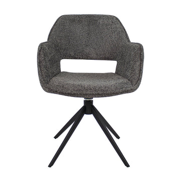 Drehstuhl – Bouclé Stoff, Metallgestell, Dunkelgraue Farbe - Owen | Kick Collection
