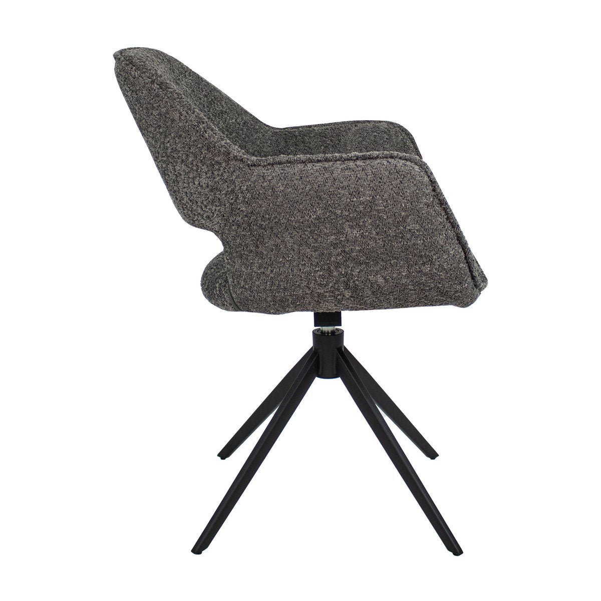 Drehstuhl – Bouclé Stoff, Metallgestell, Dunkelgraue Farbe - Owen | Kick Collection