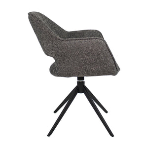 Drehstuhl – Bouclé Stoff, Metallgestell, Dunkelgraue Farbe - Owen | Kick Collection