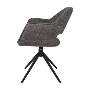 Drehstuhl – Bouclé Stoff, Metallgestell, Dunkelgraue Farbe - Owen | Kick Collection