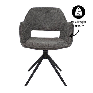 Drehstuhl – Bouclé Stoff, Metallgestell, Dunkelgraue Farbe - Owen | Kick Collection