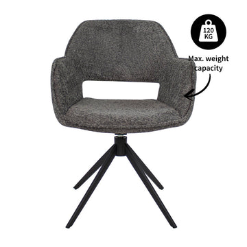Drehstuhl – Bouclé Stoff, Metallgestell, Dunkelgraue Farbe - Owen | Kick Collection
