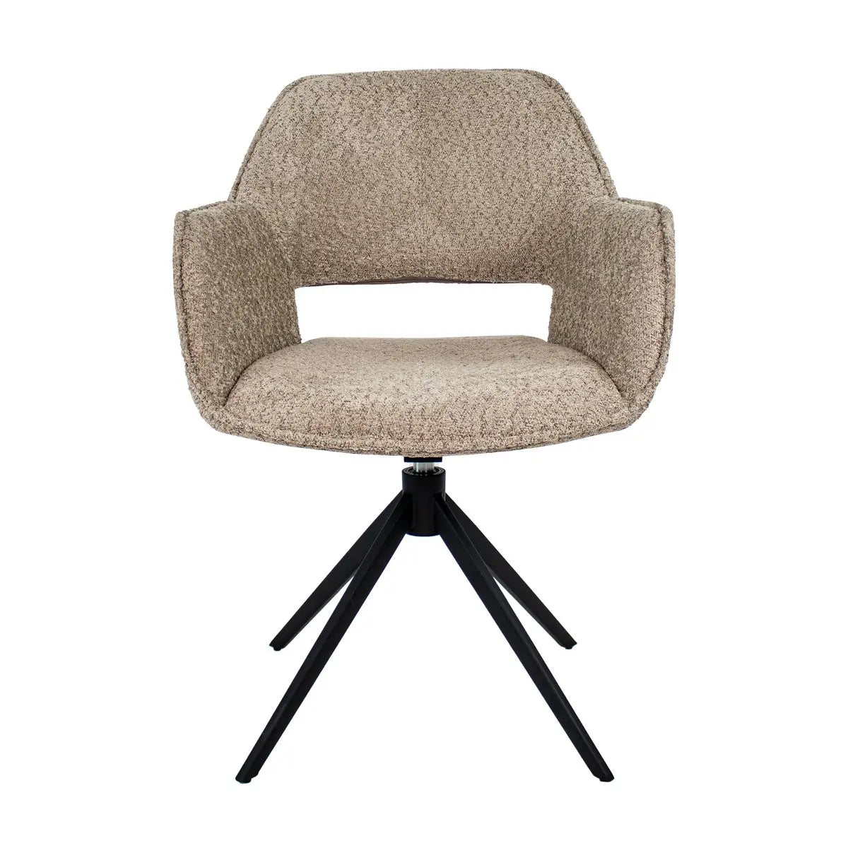 Drehstuhl – Bouclé Stoff, Schwarzes Metallgestell, Beige Farbe - Owen | Kick Collection