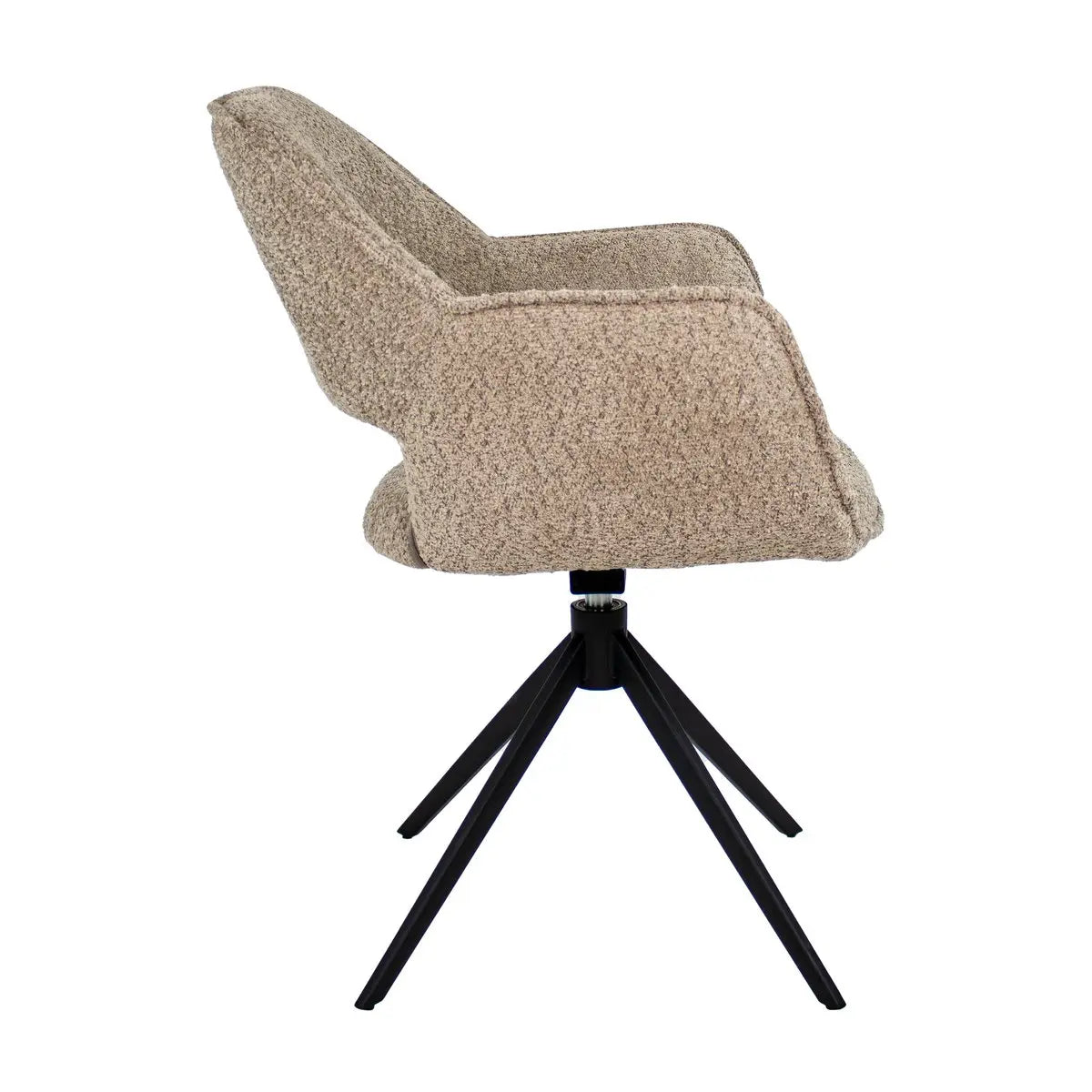 Drehstuhl – Bouclé Stoff, Schwarzes Metallgestell, Beige Farbe - Owen | Kick Collection