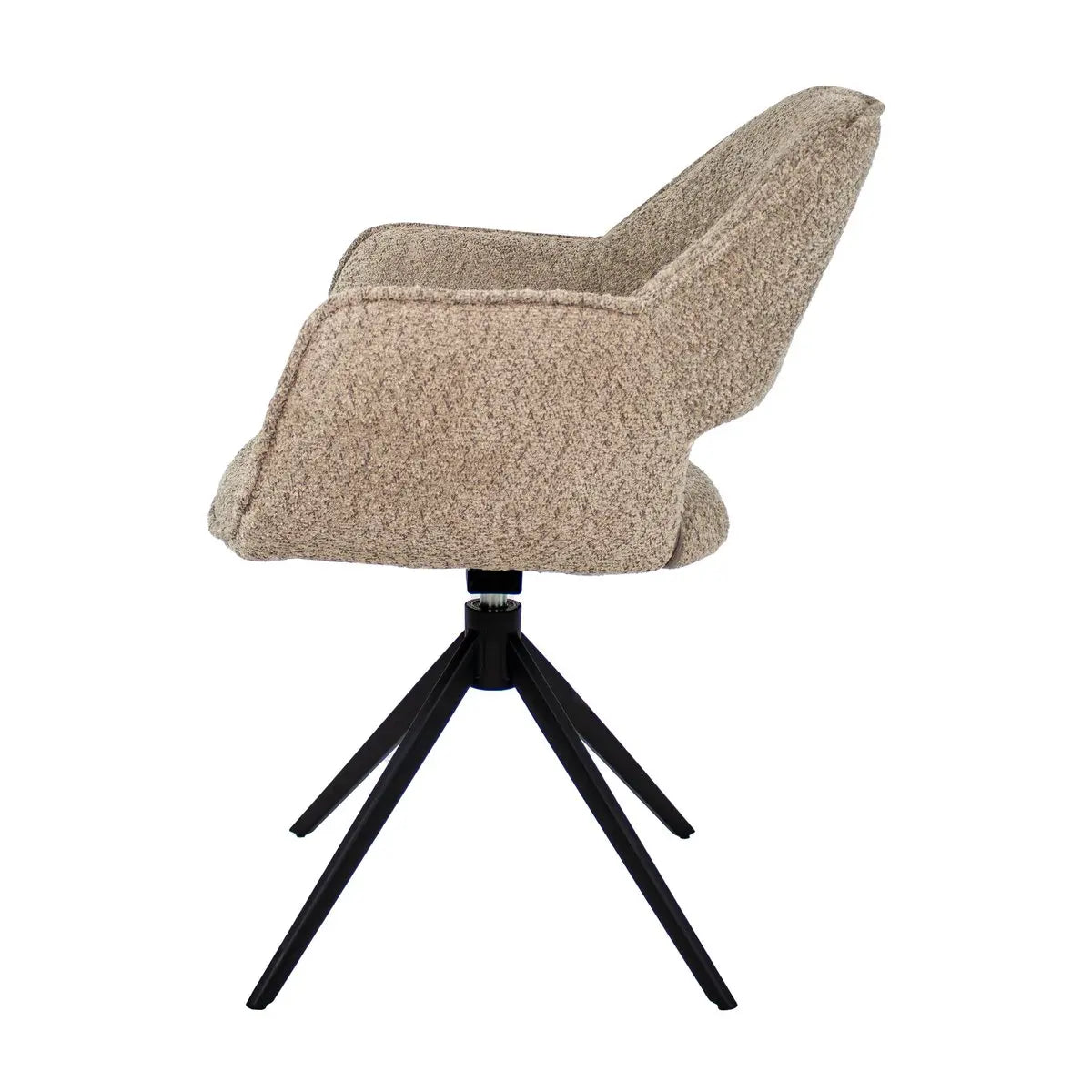 Drehstuhl – Bouclé Stoff, Schwarzes Metallgestell, Beige Farbe - Owen | Kick Collection