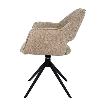 Drehstuhl – Bouclé Stoff, Schwarzes Metallgestell, Beige Farbe - Owen | Kick Collection