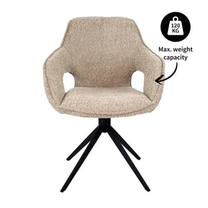 Drehstuhl – Bouclé Stoff, Schwarzes Metallgestell, Beige Farbe - Owen | Kick Collection