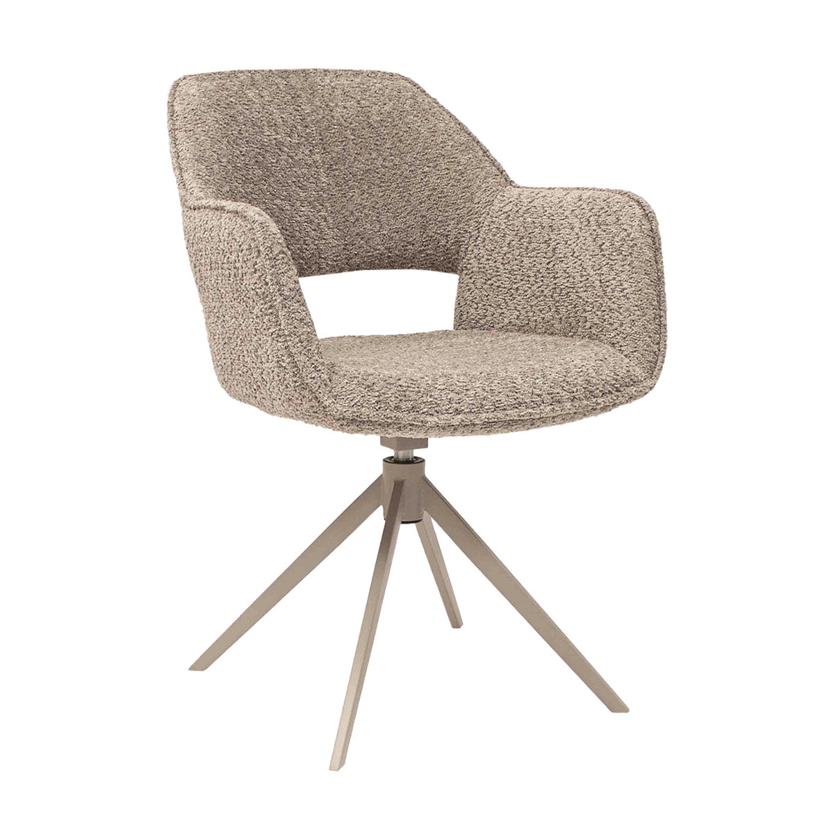 Drehstuhl – Bouclé Stoff, Taupe Metallgestell, Beige Farbe - Owen | Kick Collection