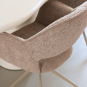 Drehstuhl – Bouclé Stoff, Taupe Metallgestell, Beige Farbe - Owen | Kick Collection