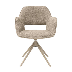 Drehstuhl – Bouclé Stoff, Taupe Metallgestell, Beige Farbe - Owen | Kick Collection