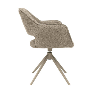Drehstuhl – Bouclé Stoff, Taupe Metallgestell, Beige Farbe - Owen | Kick Collection