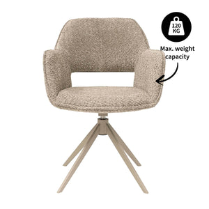 Drehstuhl – Bouclé Stoff, Taupe Metallgestell, Beige Farbe - Owen | Kick Collection