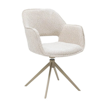Drehstuhl – Bouclé Polsterung, 360° Drehfunktion, Creme, Beige Gestell - Owen | Kick Collection