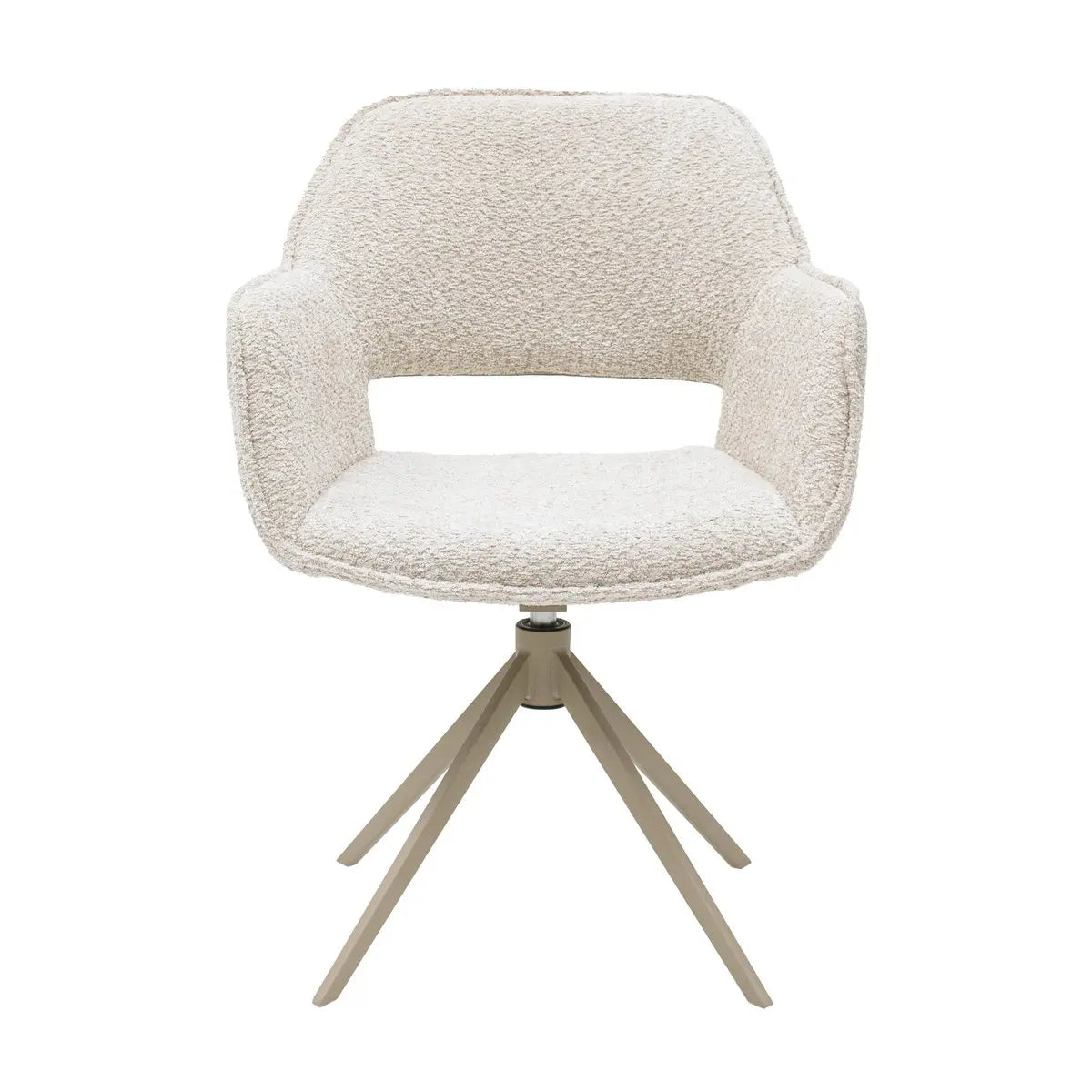 Drehstuhl – Bouclé Stoff, Taupe Metallgestell, Creme Farbe - Owen | Kick Collection