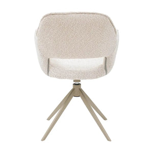 Drehstuhl – Bouclé Stoff, Taupe Metallgestell, Creme Farbe - Owen | Kick Collection