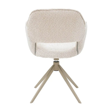 Drehstuhl – Bouclé Stoff, Taupe Metallgestell, Creme Farbe - Owen | Kick Collection