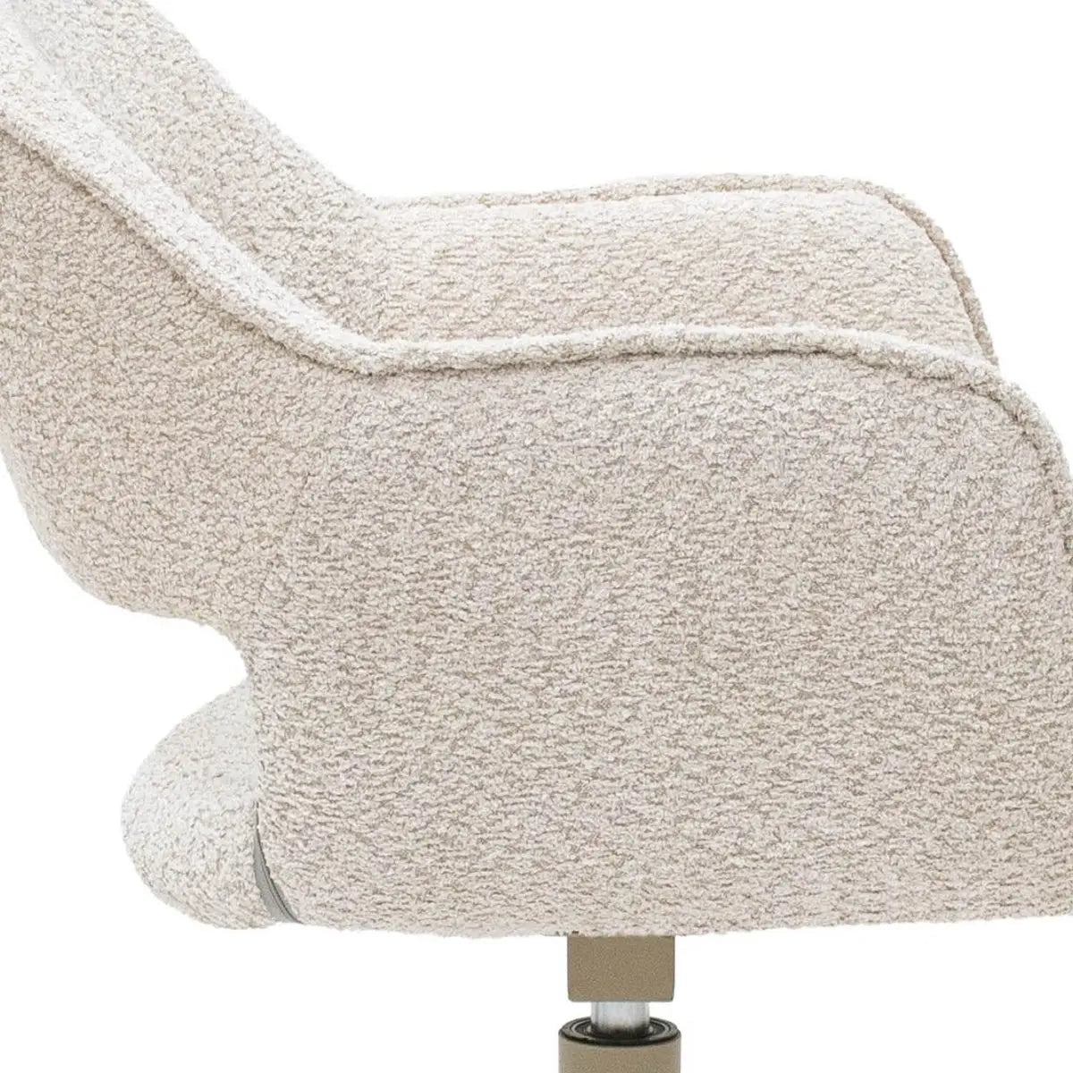 Drehstuhl – Bouclé Stoff, Taupe Metallgestell, Creme Farbe - Owen | Kick Collection