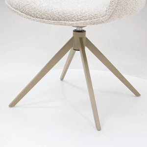 Drehstuhl – Bouclé Stoff, Taupe Metallgestell, Creme Farbe - Owen | Kick Collection