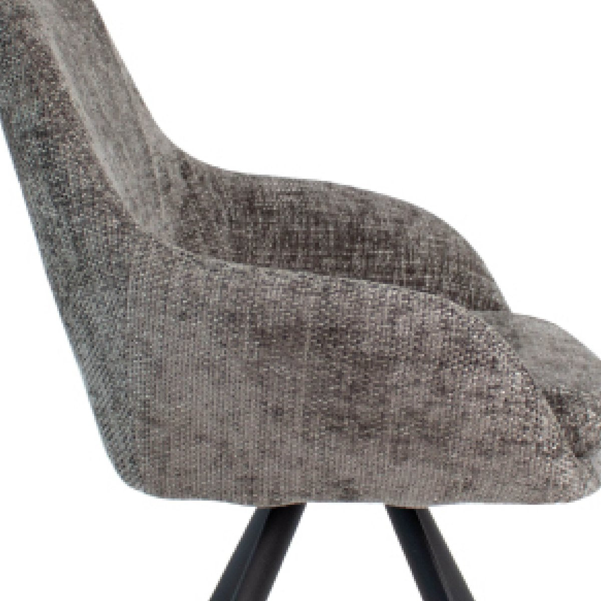 Esszimmerstuhl – Dunkelgrauer Chenille, Schwarzes Metallgestell, Offene Rückenlehne - Jorn | Kick Collection
