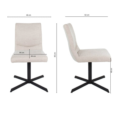 Drehstuhl – Champagnerfarbener Strukturstoff, Schwarzes Metall, 360-Grad-Drehfunktion - Sam | Kick Collection