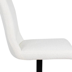Drehstuhl – Bouclé Stoff, Metallrahmen, 360° Drehfunktion, Weiß - Sam | Kick