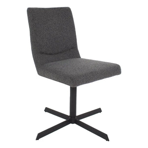 Drehstuhl – Bouclé Stoff, Metallrahmen, 360° Drehfunktion, Dunkelgrau - Sam | Kick