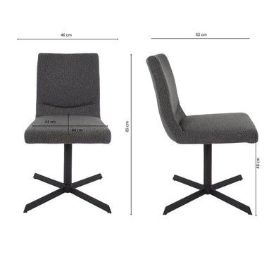 Drehstuhl – Bouclé Stoff, Metallrahmen, 360° Drehfunktion, Dunkelgrau - Sam | Kick