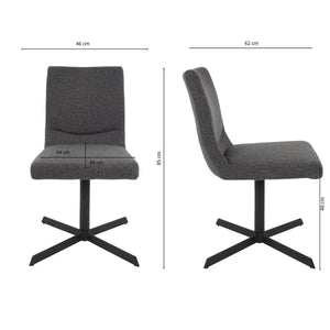 Drehstuhl – Bouclé Stoff, Metallrahmen, 360° Drehfunktion, Dunkelgrau - Sam | Kick