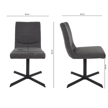Drehstuhl – Bouclé Stoff, Metallrahmen, 360° Drehfunktion, Dunkelgrau - Sam | Kick
