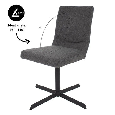 Drehstuhl – Bouclé Stoff, Metallrahmen, 360° Drehfunktion, Dunkelgrau - Sam | Kick