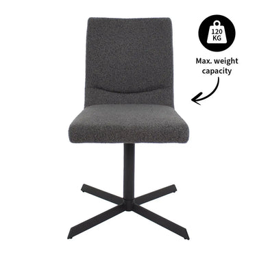 Drehstuhl – Bouclé Stoff, Metallrahmen, 360° Drehfunktion, Dunkelgrau - Sam | Kick