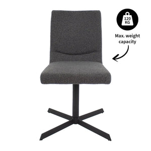 Drehstuhl – Bouclé Stoff, Metallrahmen, 360° Drehfunktion, Dunkelgrau - Sam | Kick
