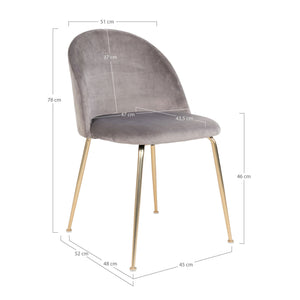Esszimmerstuhl – Grauer Samt, Messingbeine, 76 cm - Geneve | House Nordic