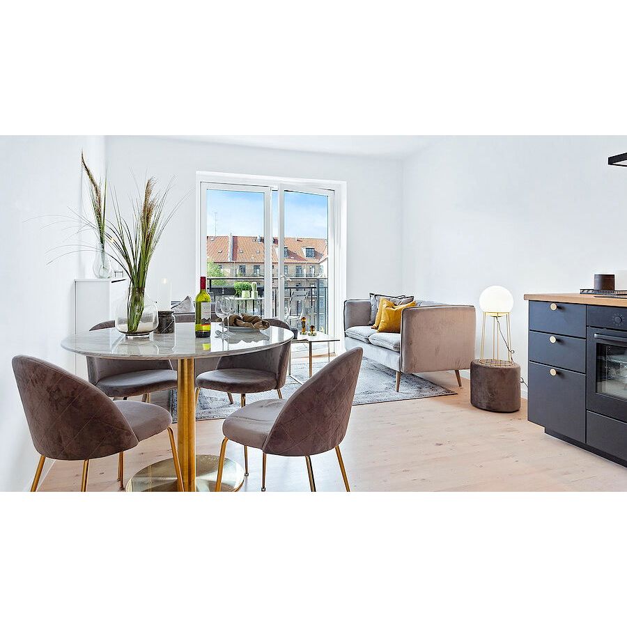 Esszimmerstuhl – Grauer Samt, Messingbeine, 76 cm - Geneve | House Nordic
