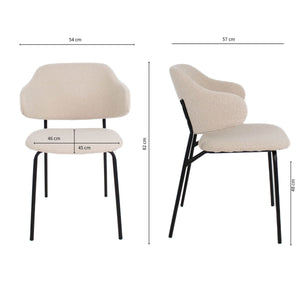 Esszimmerstuhl – Beiges Bouclé, Schwarzes Metall, Schwebende Rückenlehne - Ella | Kick Collection