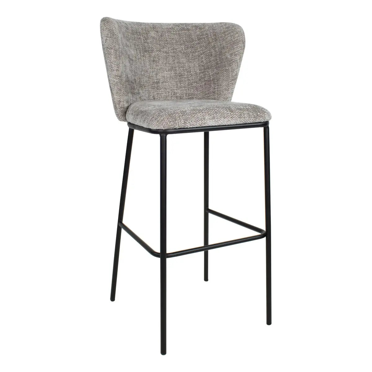 Barhocker – Graue Farbe, Chenille Stoff, Breite Rückenlehne - Bo | Kick Collection