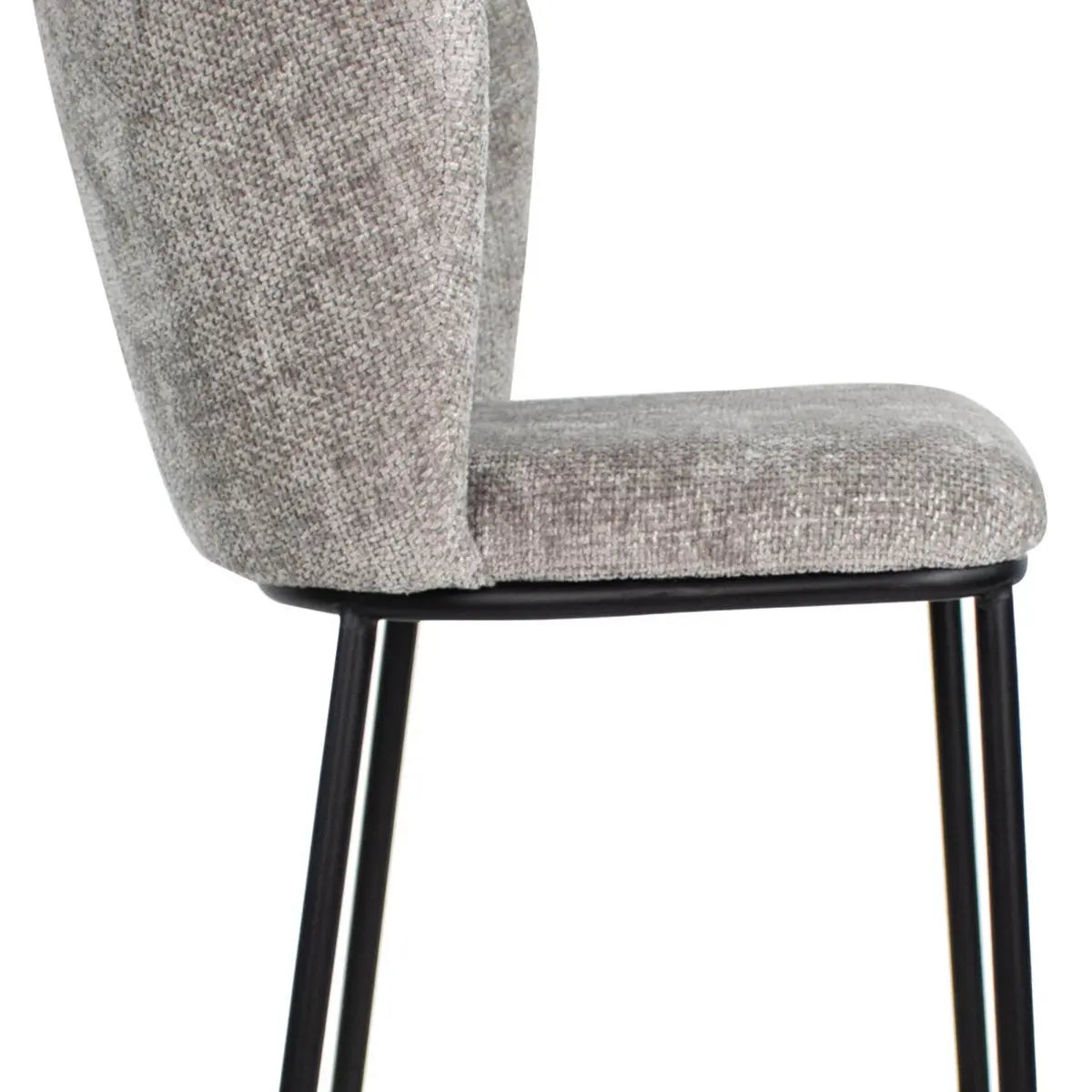 Barhocker – Graue Farbe, Chenille Stoff, Breite Rückenlehne - Bo | Kick Collection