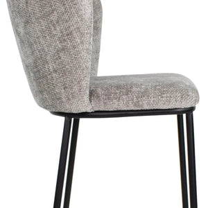 Barhocker – Graue Farbe, Chenille Stoff, Breite Rückenlehne - Bo | Kick Collection