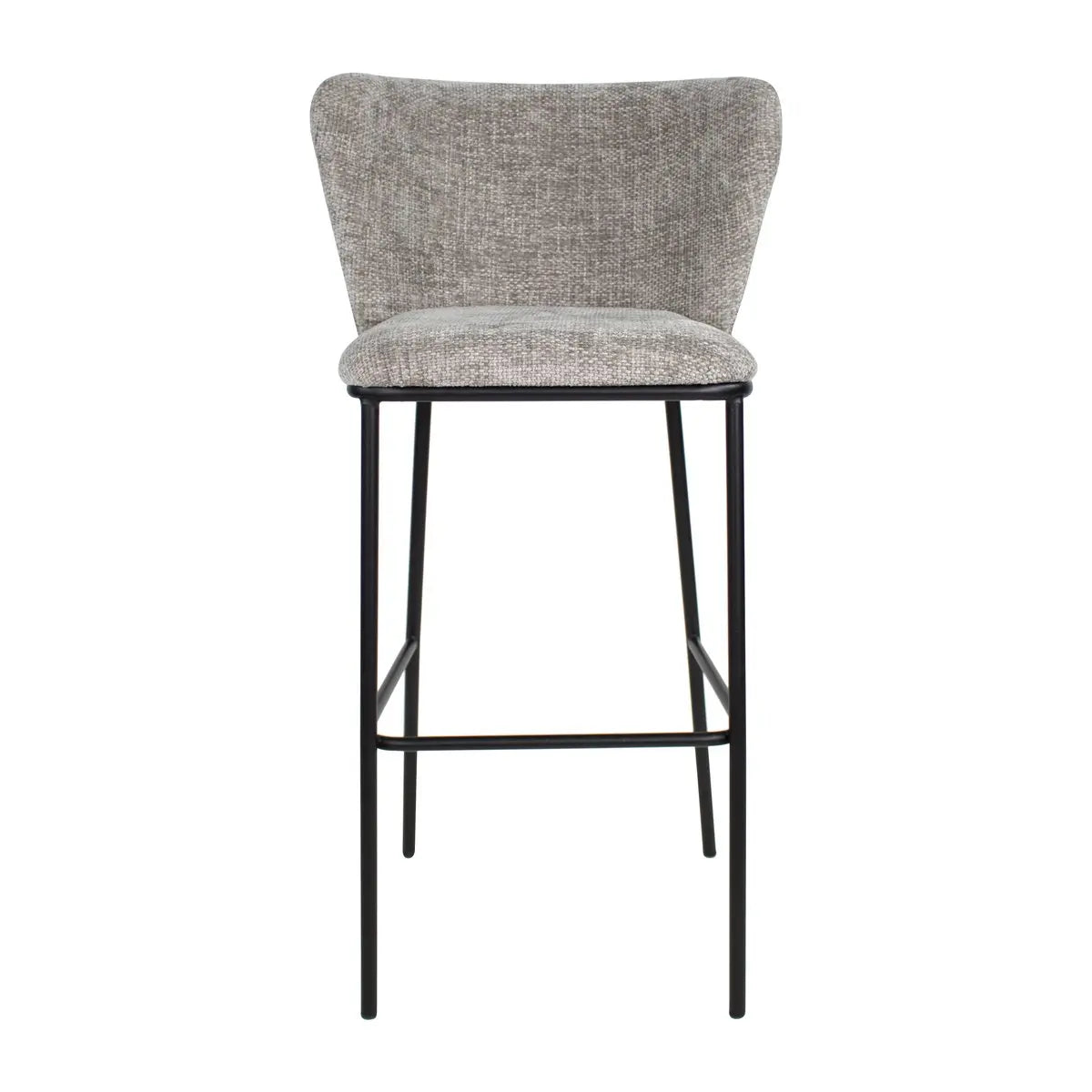 Barhocker – Graue Farbe, Chenille Stoff, Breite Rückenlehne - Bo | Kick Collection