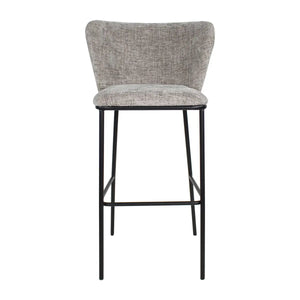Barhocker – Graue Farbe, Chenille Stoff, Breite Rückenlehne - Bo | Kick Collection