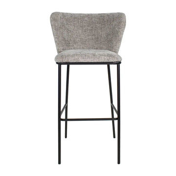 Barhocker – Graue Farbe, Chenille Stoff, Breite Rückenlehne - Bo | Kick Collection